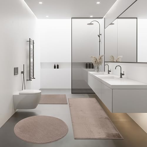 Paco Home Moderno Tappetino Bagno Tappeto Bagno Shaggy Morbido Diverse Grandezze e Colori, Dimensione:40x55 cm, Colore:Marrone