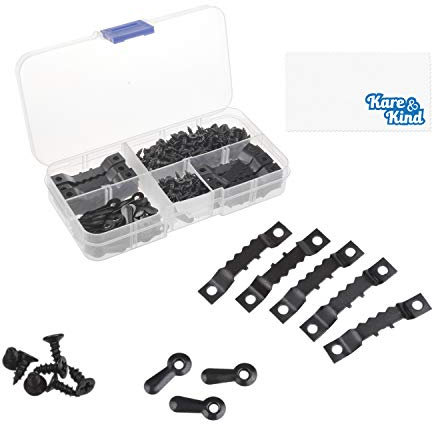 Kare & Kind Picture Frame Hangers with Screws - 80x Sawtooth Hangers, 80x Turn Buttons, 240x Screws - Use on Picture Frames, Canvasses, Signs, Bulletin Boards, Wooden Crafts - Home, Office, Galleries