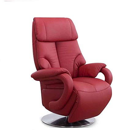 Cavadore Istanbul Sillón de cuero auténtico para ver la televisión, con función relax ajustable manualmente, unas medidas de 80 x 115 x 79 cm y en color rojo