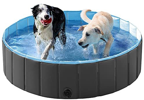 Yaheetech Hundepool für Hunde, Swimmingpool 100/120/140/160 x 30 cm, Hund Planschbecken Schwimmbecken, Faltbarer Pool Badewanne Wasserbecken, Klappbares Haustier-Duschbecken