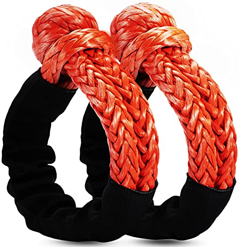 SCHTUMPA Grillete Suave de 1/2 x 22 Pulgadas (56 Libras) de Resistencia a la Rotura, Cuerda de recuperación de Carretera sintética para Vela, SUV, ATV, 4 x 4, camión, Jeep, Paquete de 2, más Seguro