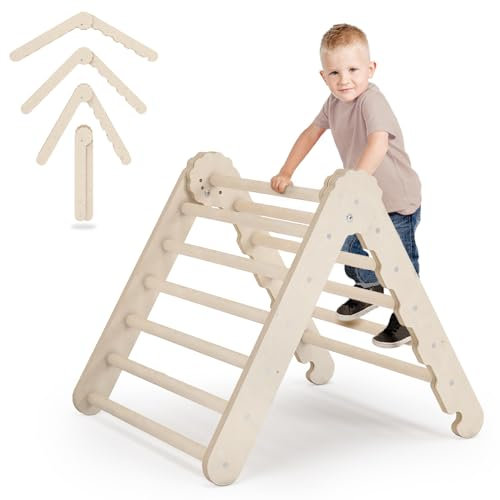 MAMOI® Klettergerüst Indoor, Kletterdreieck aus Holz, Baby Kinder Klettern, Kletterturm, Kletterbogen, Klettergerüst