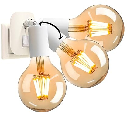 Trango Steckerleuchte 11-061A inkl. 1x 4 Watt 2500K Gold warmweiß E27 LED Leuchtmittel in Weiß matt *ANNA* Wandleuchte, Leselampe, Nachtlicht, Wandlampe, Küchenlampe, Steckerlampe