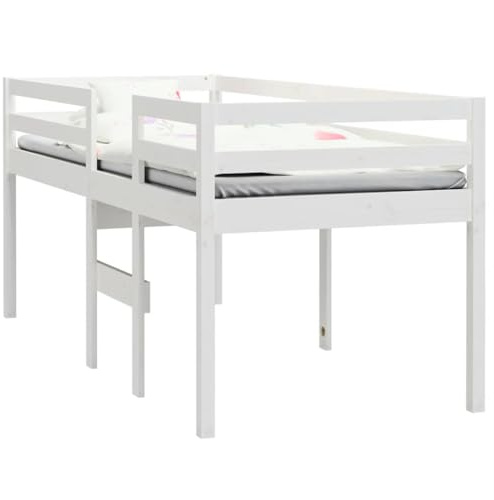 vidaXL hög sovbädd vit 75x190 cm massivt trä furu, hög säng, träsäng, plattformssäng, höga sängar, träsängar, plattformssängar