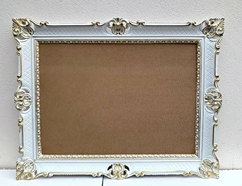 Generisch Gemälderahmen Barock Bilderrahmen 50x70 cm Werbetafel Menütefel rechteckig posterrahmen Bilderrahmen Groß Xxl Rahmen Antik Rahmen 90x70cm Plakatrahmen Hängerahmen Spiegelrahmen (WEIß-GOLD)