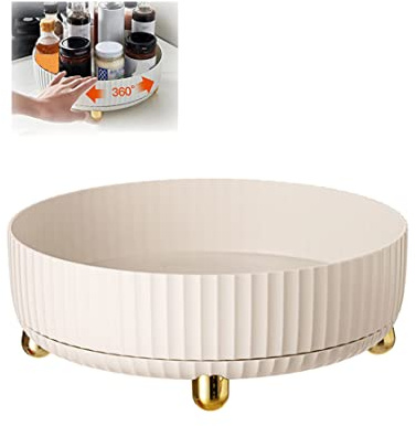 Rotating Storage Rack, Rotating Spice Shelf Organizer Turntable, Multi-functional Spice Rack Makeup Rack Storage Holder, Spice Rack Turntable Home Decor För Köksförvaring Och Organisation (White)