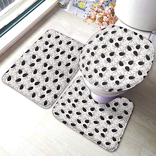 3 Piezas Juego De Alfombra De Baño Divertido Araña Miedo Animal Horror Halloween Mal Miedo Insecto Alfombras De Cama Absorbentes Juego De Alfombrillas De Baño, para Dormitorio, Cocina