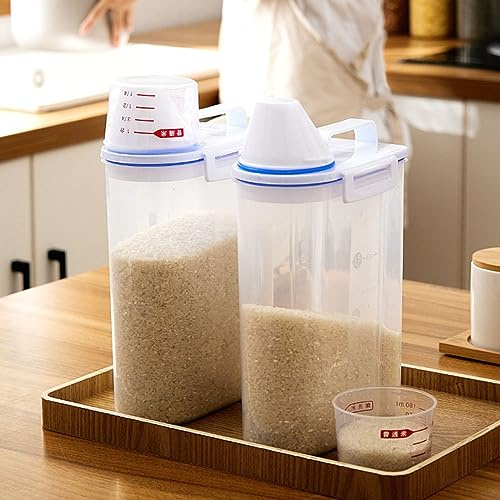 2PACK Cereal Storage Container,Cereal Container,Food Storage Containers Dry Food Cereal Dispenser With Durable Lids