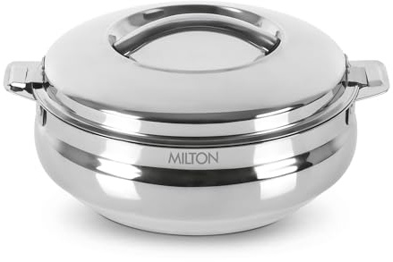 MILTON Sphere 2500 Stainless Steel Casserole, 2.33 Litre, Silver | Double Walled | PU Insulated | Hot & Cold | Food Grade | Easy to Lift Handle | Hygienic