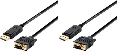 AISENS - A125-0365 Cable conversor displayport a VGA, DP Macho a VGA Macho, Negro, 2.0m (Paquete de 2)