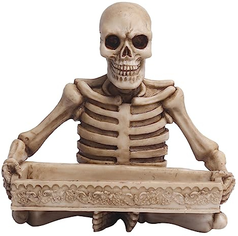 DOITOOL Ornements Antiques de Plateau de Stockage de Creux de crâne Porte-clés Organisateur de Bijoux tête de Mort Plateau Valet de Bureau décor Plat de Bijoux Porte-Bague
