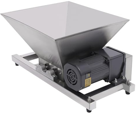Obstmühle Obstzerkleinerer Elektrische Apfelpresse Edelstahl Traubenmühle Maischemühle Kommerzielle Obst Brot Brauner Zucker Brechmaschine 4L mit Edelstahltrichter