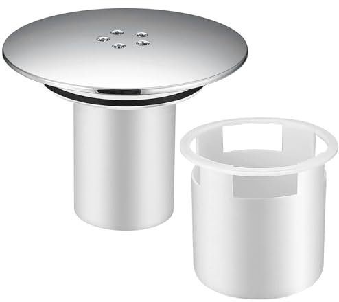 Copertura Scarico Doccia Cromato, 90mm/115mm Tappo Scarico Senza Troppopieno, Ricambio per Trappola Doccia, Piletta Lavabo Bagno, Copertura Sifone Rifiuti Doccia, Valvola di Scarico Lavabi Lavandini