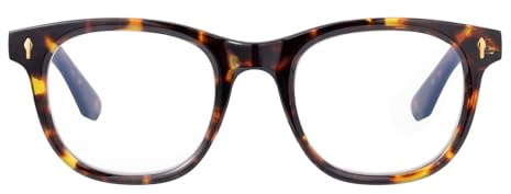 OuShiun Blaulichtblockierende Lesebrille, Modische Lesebrille für Damen und Herren mit Federscharnier, Bequeme Quadratische Lesebrille mit UV-Schutz (Schildpatt 3,5+)