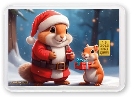 Goldschulz Goldbarren 1g 1 Gramm Motivbox - Eichhörnchen - Geschenk + Echtheitszertifikat