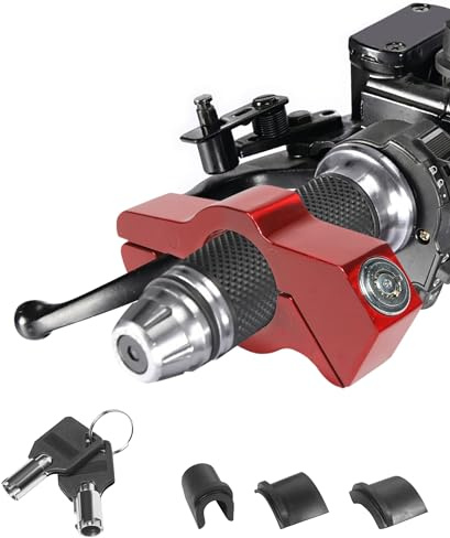Flaconi Antifurto Moto,Accessori Moto,Lucchetto Moto Antifurto,Lucchetto per Impugnatura per Moto,Adatto per Maniglie Acceleratore e Freno,per Ciclomotori,Moto,Fuoristrada,Moto da Cross(Rosso)