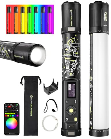 suncrafter TL30 RGB Tube Light, RGBWW 360° Adjustable Magnetic Video Lighting Stick with Smart App Control, 2700K-10000K CRI96+ TLCI99+, 21 Scenes, Focusable Spotlight, 5000mAh