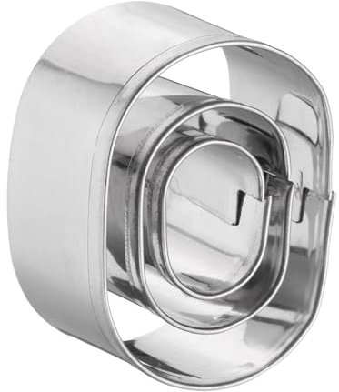 sourcing map 3Pcs Oval Cookie Cutters Set Assorted Sizes Stainless Steel Geometric Frame Holiday Cookie Cutters Biscuit Mould for Pastry Fondant Cake Cookie