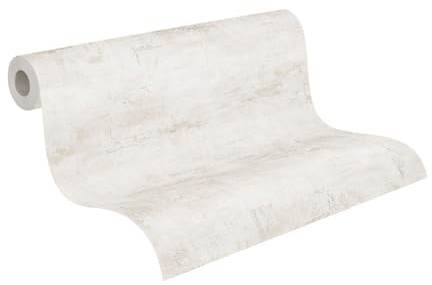 Livingwalls Putz-Vliestapete – Creme, Beige – 10,05 x 0,53 m | Urbane Putzoptik als Akzentwand – matte Strukturtapete, ansatzfrei & spurlos abziehbar – für Wohnzimmer & Schlafzimmer