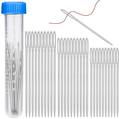 Axmru 30 Pcs Hand Sewing Needles Embroidery Needles 2.04/2.36/2.56in Needles for Sewing Darning Needle with Transparent Needle Tube for Stitching and Knitting