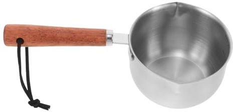 Gatuida Casserole Mini en Acier Inoxydable 200ml avec Double Bec Verseur et Résistance Haute Température pour Camping et Petites Cuisines