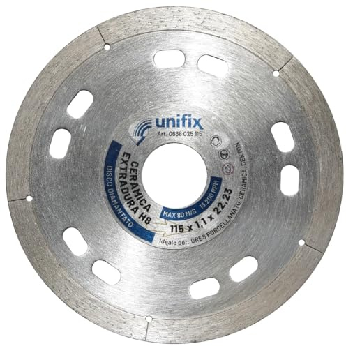 UNIFIX Diamant Ceramica Extradura, Disco Abrasivo Professionale per Piastrelle in Ceramica e Gres Porcellanato, Ø 115 x 22,2 x 1,1 mm, Alta Resistenza