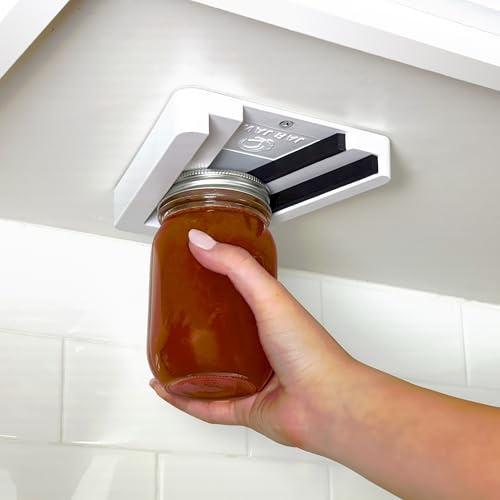 Jar Jaw Jar Opener | Under Cabinet Jar Opener & Jar Closer for Weak Hands, Seniors, Arthritis, & One-Handed Use | Effortless Grip Jar, Bottle & Lid Opener | Kitchen Gadget Gift | Made in USA