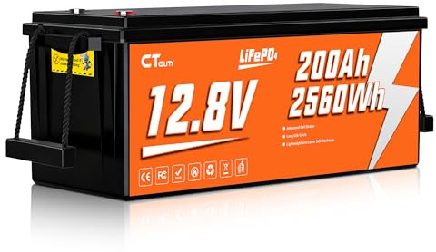 CTOLITY Lithium Batterie 12V 200Ah lifepo4 mit BMS Low Temperature Schutz und Max., Autobatterie, 4000 Zyklen 2560Wh Deep Cycle Lithiumbatterie für Wohnmobile, Solaranlagen, Marine, Wohnwagen