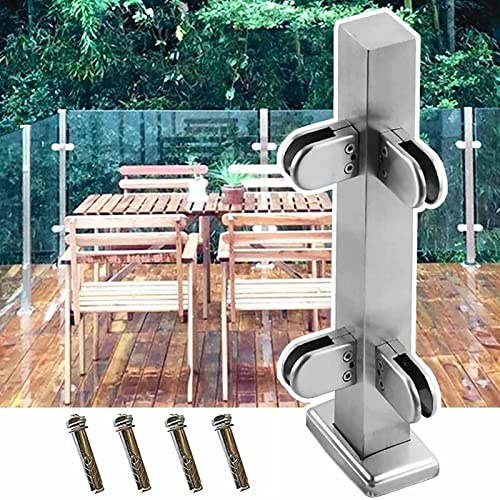 Système de balustrade en verre de qualité supérieure pour bois/béton, panneaux de verre élégants et balustrades d'escaliers, pince de fixation d'angle argentée durable (80 cm) pour clôtures sécurisées