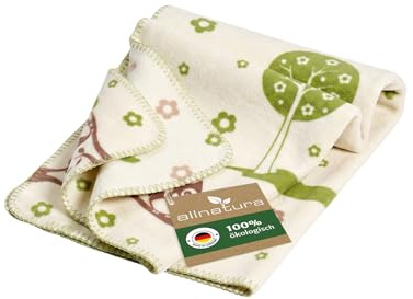 allnatura warme Kinder Kuscheldecke Cotona-Civetta 75x100 cm Made in Germany Multicolor – 100% nachhaltige Bio-Baumwolle, GOTS-Zertifiziert, mit Eulen-Motiv für Kinderwagen, Boden, Spiel, Entspannung