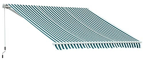 Outsunny Toldo Manual Retráctil 300x250 cm, Toldo Exterior Terraza con Ángulo Ajustable, Brazo Articulado, Montaje a Pared, Estructura de Aluminio, Anti-UV e Impermeable, para Jardín, Verde
