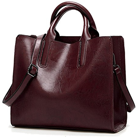 Coolives Damen Shopper Tasche aus PU-Leder mit Schulterriemen Schultertasche Umhängetasche Quadrat Handtasche für Frauen EINWEG