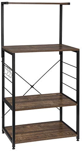 EUGAD Küchenregal Mikrowellenhalter Bäckerregal Standregal Multifunktionale Regal Industrie Design MDF Metall 60x40x123cm, Vintage