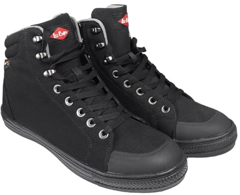 Lee Cooper Workwear LCSHOE158 Unisex Mens Ladies SB / SRA Retro Baseball Boot Work Safety Shoe, Cordura Boot Black, Black, 8 UK