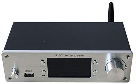 RSGK DTS Dolby Decoder, with BT-5.0, HDMI 4K 3D, Coaxial, Optical Fiber, AUX, U Disk Input, 192Khz / 24Bit, Suitable for Home Theater Game Music