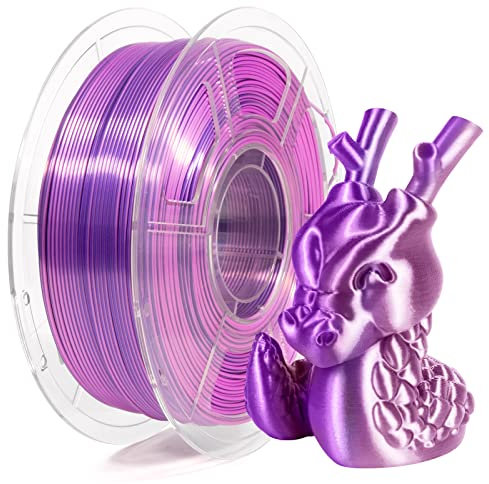 iSANMATE Silk PLA Filament 1.75mm, PLA Silk Rosa Lila Filament 1.75 PLA, Dual Color Seide Filament für 3D Drucker FDM, 1KG Spule (2.2 LBS), Maßgenauigkeit +/- 0.03 mm