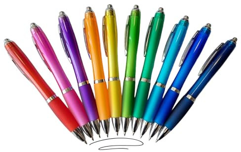 Libetui 10 ergonomische Kugelschreiber Set Kulli schwarze Tinte rutschfeste Griffzone Großraumine Schwarz Gehäuse 10 Farben Druckkugelschreiber bunt schwarzschreibend