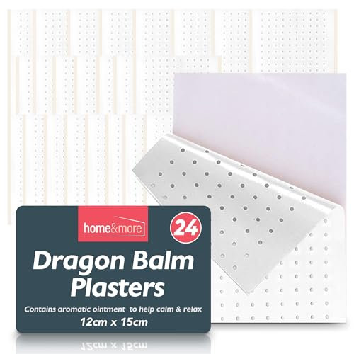 SOL 24pk Dragon Balm Plasters 12x15cm Adhesive Heat Patches - Soothes Back, Neck, Shoulder & Muscle Pain - Deep Penetrating Heat, Reduces Discomfort, Stays Secure, Helps Sleep, Long-Lasting Relief
