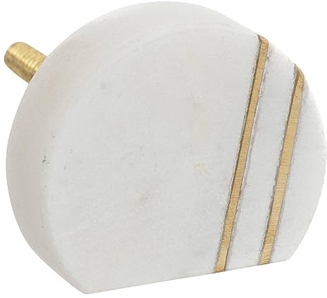 Atmosphera - Möbelknöpfe x2 Maeva Marmor & Messing - D.4 cm - Weiß