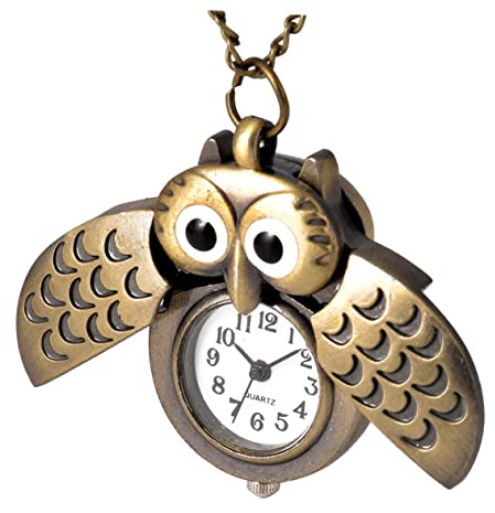 Holibanna Retro Eulen Taschenuhr aus Legierung mit Quarz Uhrwerk und Dekorativem Zeitdisplay Goldfarbene Kreative Taschenuhr als Geschenk für Freunde und Familie