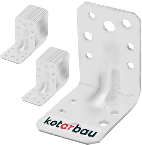 KOTARBAU® Winkelverbinder 60x60x45 mm, Winkel Metall mit Sicke, 25er Set | Schwerlastwinkel für Holzbalken, Metallwinkel 90 Grad, Balkenverbinder, Holzverbinder, Stahlwinkel verzinkt, Silber
