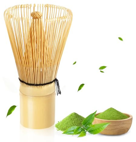 VMUTGA Batidor de Bambú Natural Chasen Tradicional, MA-01 Accesorio de Ceremonia de Matcha Japonés de 100 Varillas té Matcha