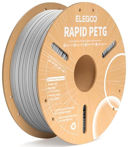 ELEGOO Rapid PETG Filament 1.75mm Grau 1 KG, High Speed 600mm/s 3D Drucker Filament Maßgenauigkeit +/- 0.02 mm, 1kg Pappspule(2.2lbs) Passend für die Mmeisten 3D Printer