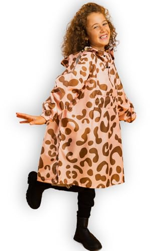 Jubi® Poncho antipioggia per bambini, 100% poliestere riciclato, impermeabile, leggero e traspirante, antivento, ecologico, Colore: rosa., 5-8 Jahre