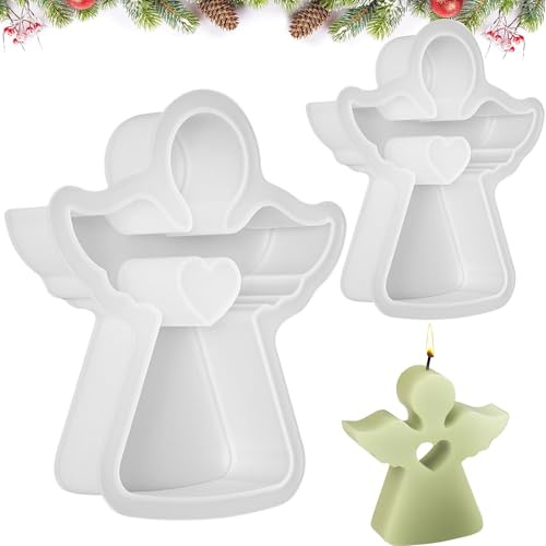 Moldes de silicona, 2 moldes de silicona, molde de ángel, velas de ángel, molde de silicona, moldes de silicona 3D, moldes de fundición de ángel, molde de silicona para velas DIY, jabón, yeso,