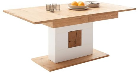 Lomadox Ausziehtisch Esstisch ausziehbar 180-230cm in weiß mit Eiche, MULLINGAR-05