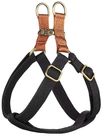 Didog Step in Dog Harness with Metal Buckles, Freedom Nylon Dog Halter Vests for Medium Dogs Easy Walking Training(M:Chest 19-28, Black)