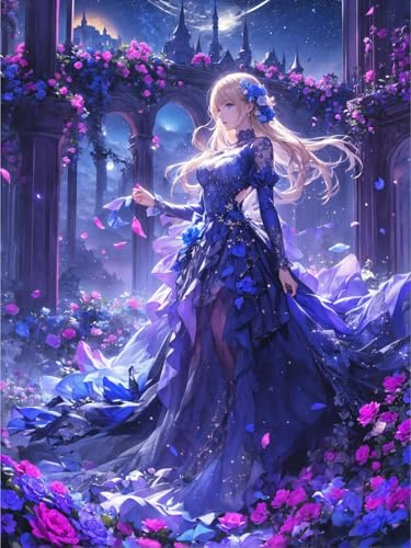 MIRONS Diamond Painting, Anime-Mädchen, M, 30 x 40 cm 5D Diamant Painting Set Bilder Diamant Painting Painting Kinder DIY malen nach Zahlen Erwachsene Runden Diamanten