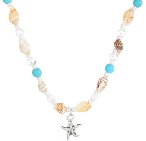 Wendalern Boho Seestern Choker Halskette Kristall Perlen Muschel Perlen Halskette Seestern Muschel Surfer Halskette Hawaii Strand Kaurimuschel Schlüsselbein Kette Halskette Ozean Schmuck Für Frauen