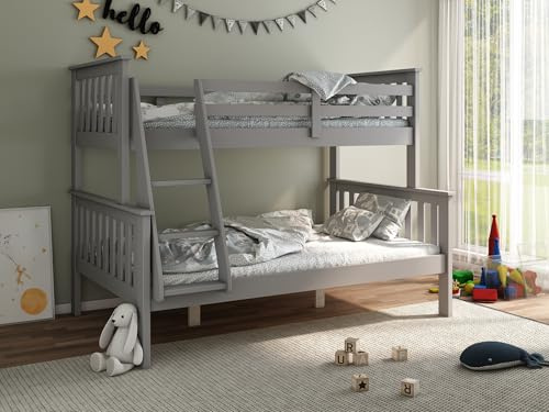 Bedmaster Carra Triple Sleeper Bunk Bunk Bed Solid Wooden Bunk 3FT Single 4FT Small Double (Grey)